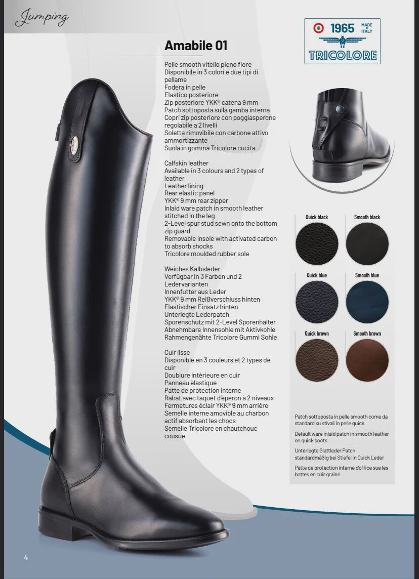 DeNiro Tricolore Amabile 01 Smooth, Color: Black, Size: 38, Kuit/Hoogte: XS MA
