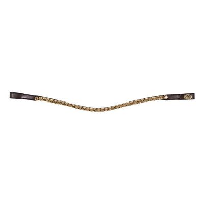 Straight Browband + Strass, Kleur: Brown Leather, Detail: Gold, Maat: Full