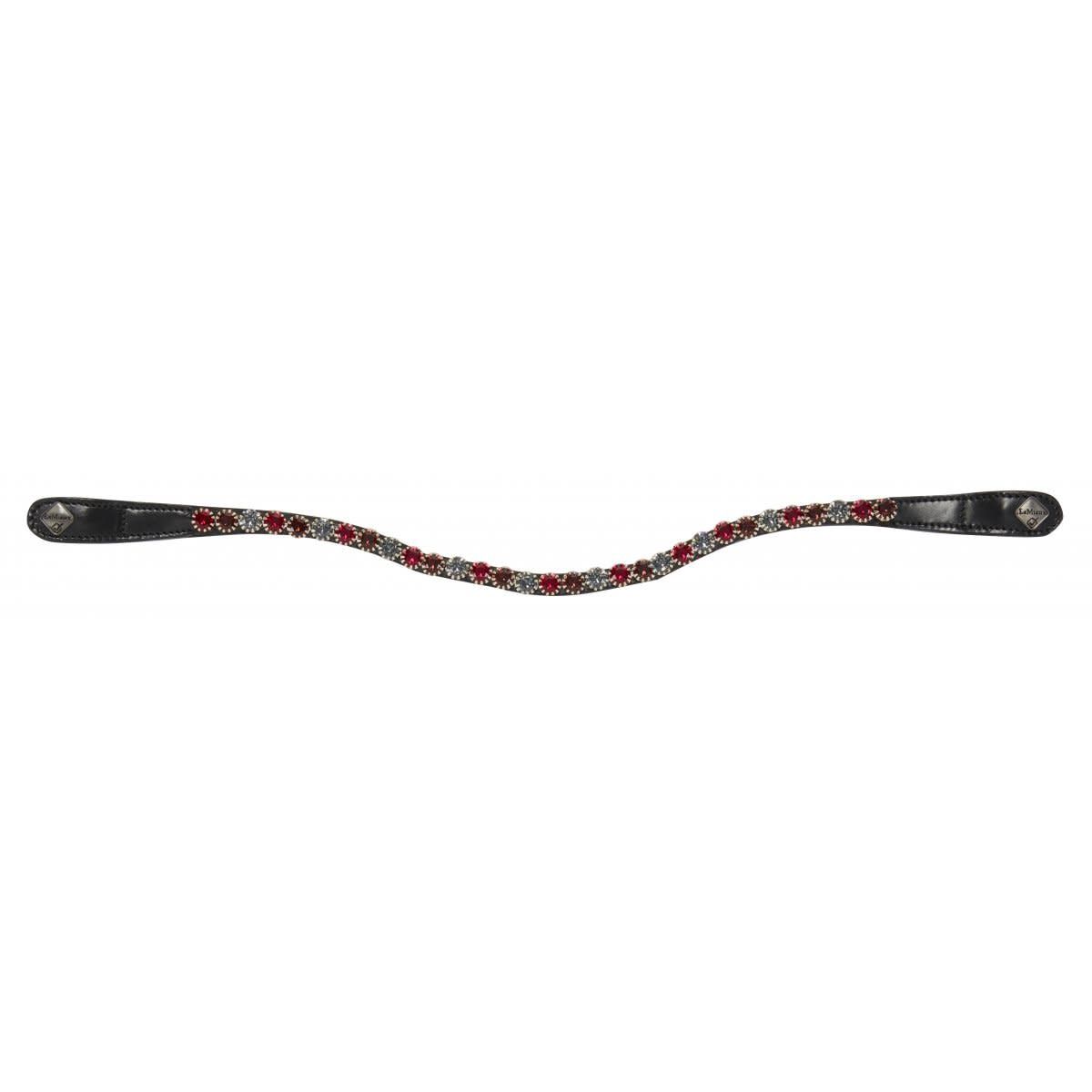 LeMieux Bridle Frontband Spectrum Diamante Black Leather, Color: Mulberry, Size: Full