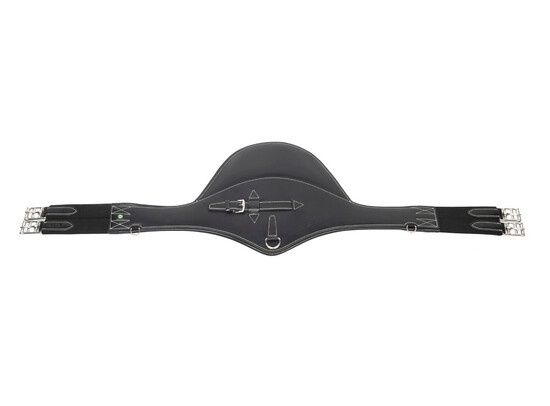 LJ Leathers Girth Leather with belly flap, Color: Zwart, Size: 120cm