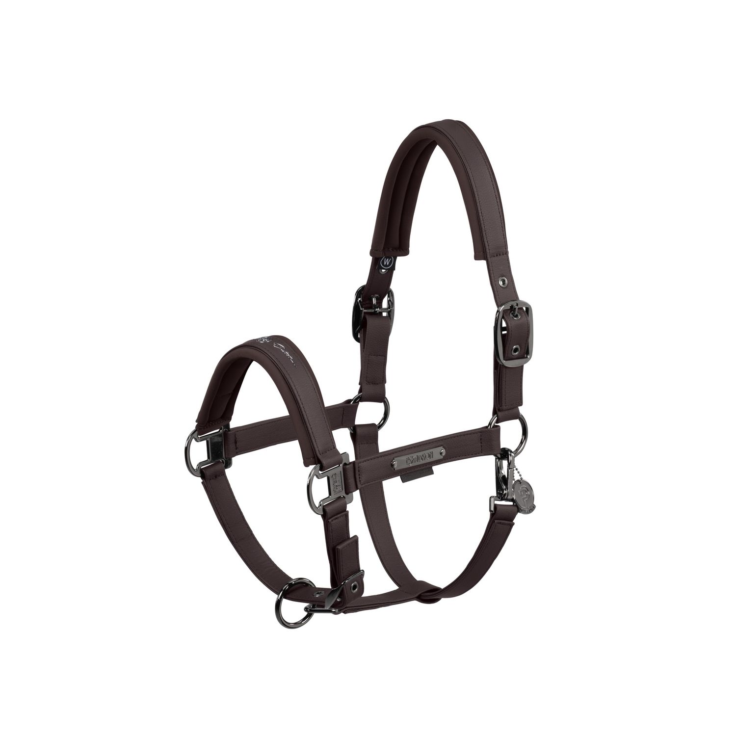 Eskadron Headcollar Double Pin Faux Leather Platinum 24, Color: Teak Brown, Size: Cob