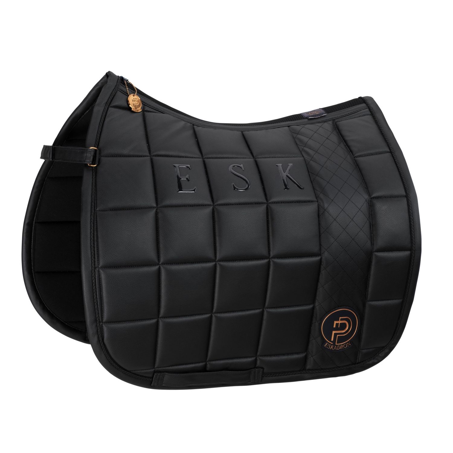 Eskadron Saddle Pad Big Square Faux Leather Platinum 23 Black, Size: Dressage - Pony