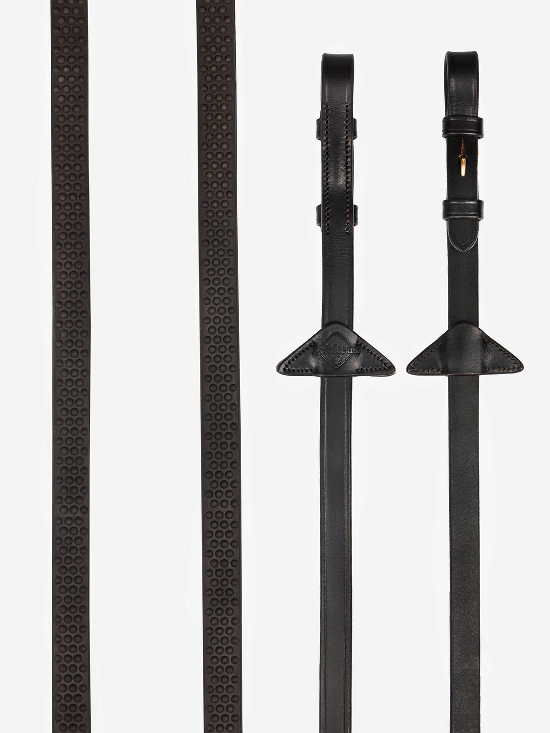 LeMieux Rubber Reins, Color: Brown/Brass, Size: Full