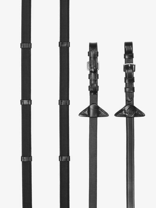 LeMieux Rubber Grip Continental Reins, Color: Black/Silver, Size: Full