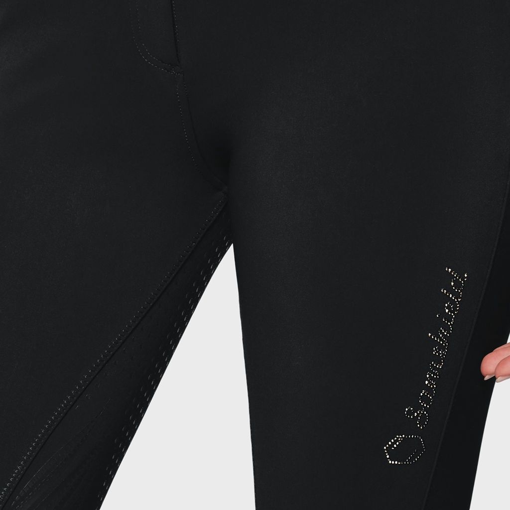 Samshield Claranova Crystal Fabric Full Grip Riding Breeches Ladies FW24, Color: Black Metal, Size: XS