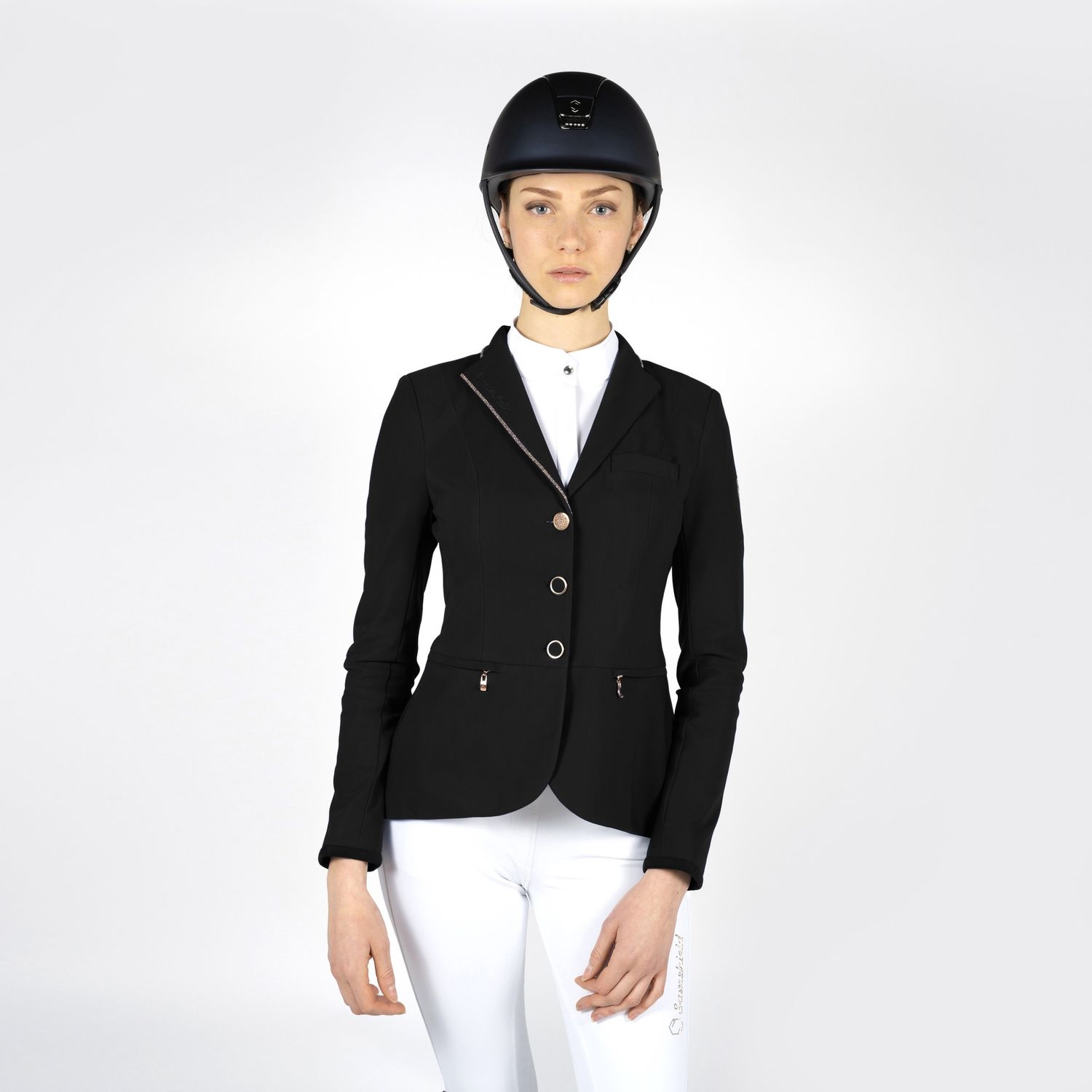 Samshield Competition Jacket Victorine Crystal Fabric, Color: Zwart, Detail: Rose Gold, Size: 3XS