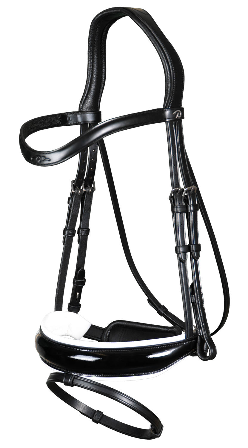 Patent Large Crank Noseband White pad. &amp; Flash NE, Color: Black, Size: Cob