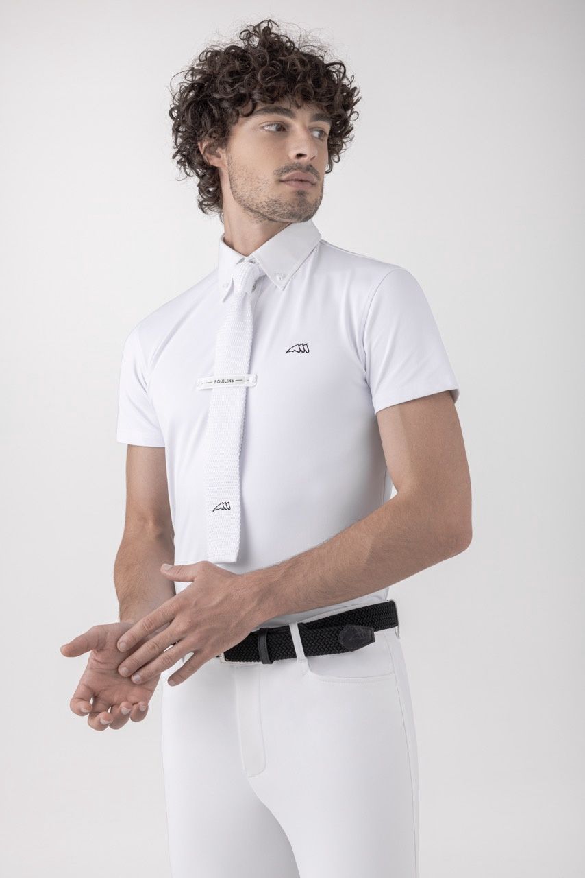 Equiline Men&#39;s Competition Polo S/S Victork, Color: Wit, Size: XXL