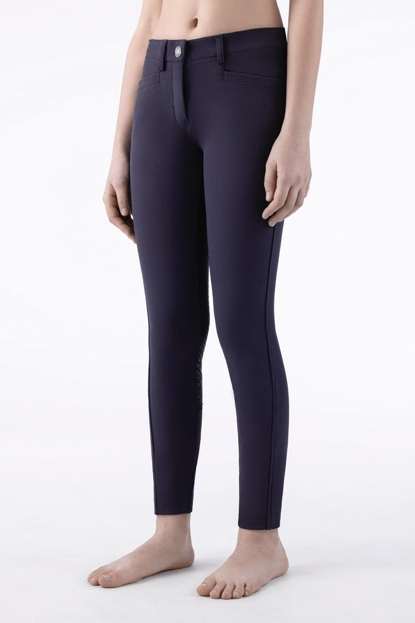 Equiline Kids Jaklink - Girl&#39;s Riding Pants Full Grip, Color: Navy, Size: 8/9