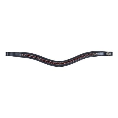 Padded Wave Browband + Strass, Kleur: Black Leather, Detail: Burgundy, Maat: Full