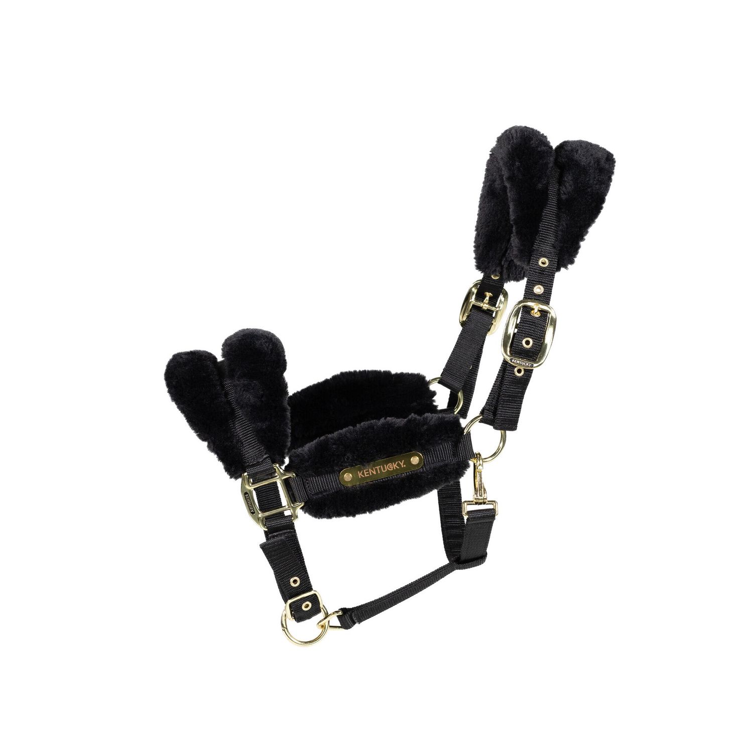 Kentucky Nylon Sheepskin Halter Soft, Color: Black, Size: Cob