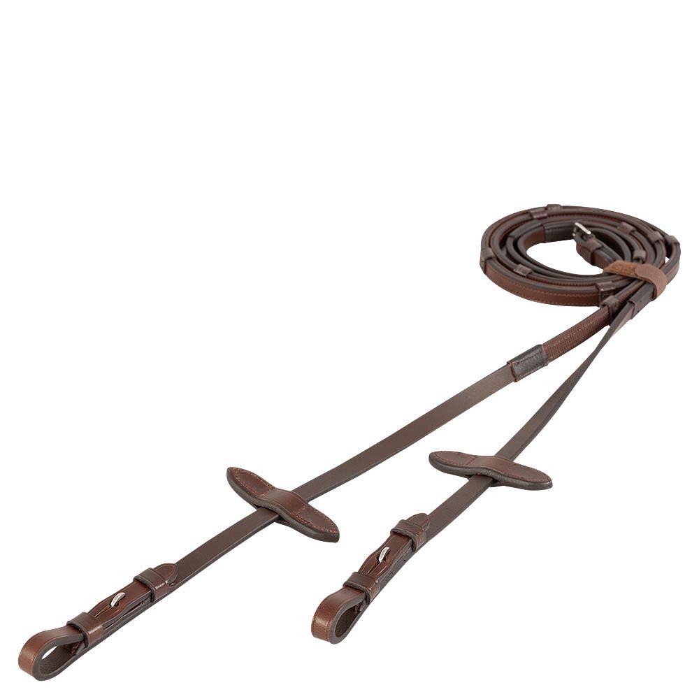 BR Rubber reins with stops, Size: Shetland, Color: Oak