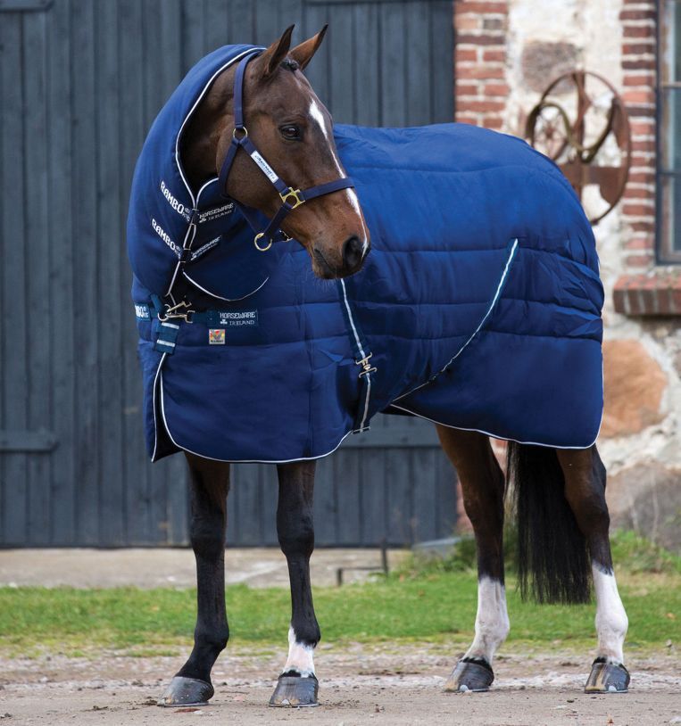 Horseware Rambo Stable Blanket Plus Back With Vari-Layer, Color: Navy, Size: 145/195/6.6, Dikte: 450g