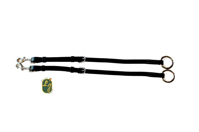 LJ Leathers Martingale fork, Color: Zwart, Detail: Messing Gespen, Size: Full