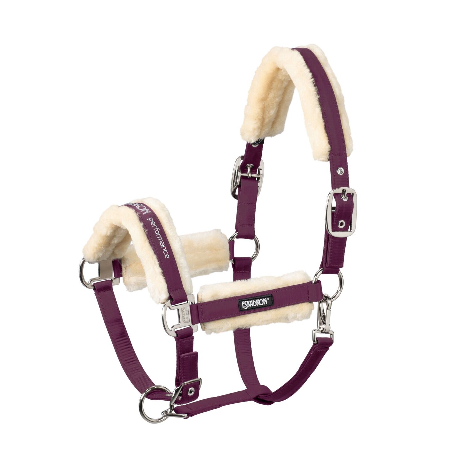 Eskadron Headcollar Double Pin Fauxfur, Color: Blackberry, Size: X-Full