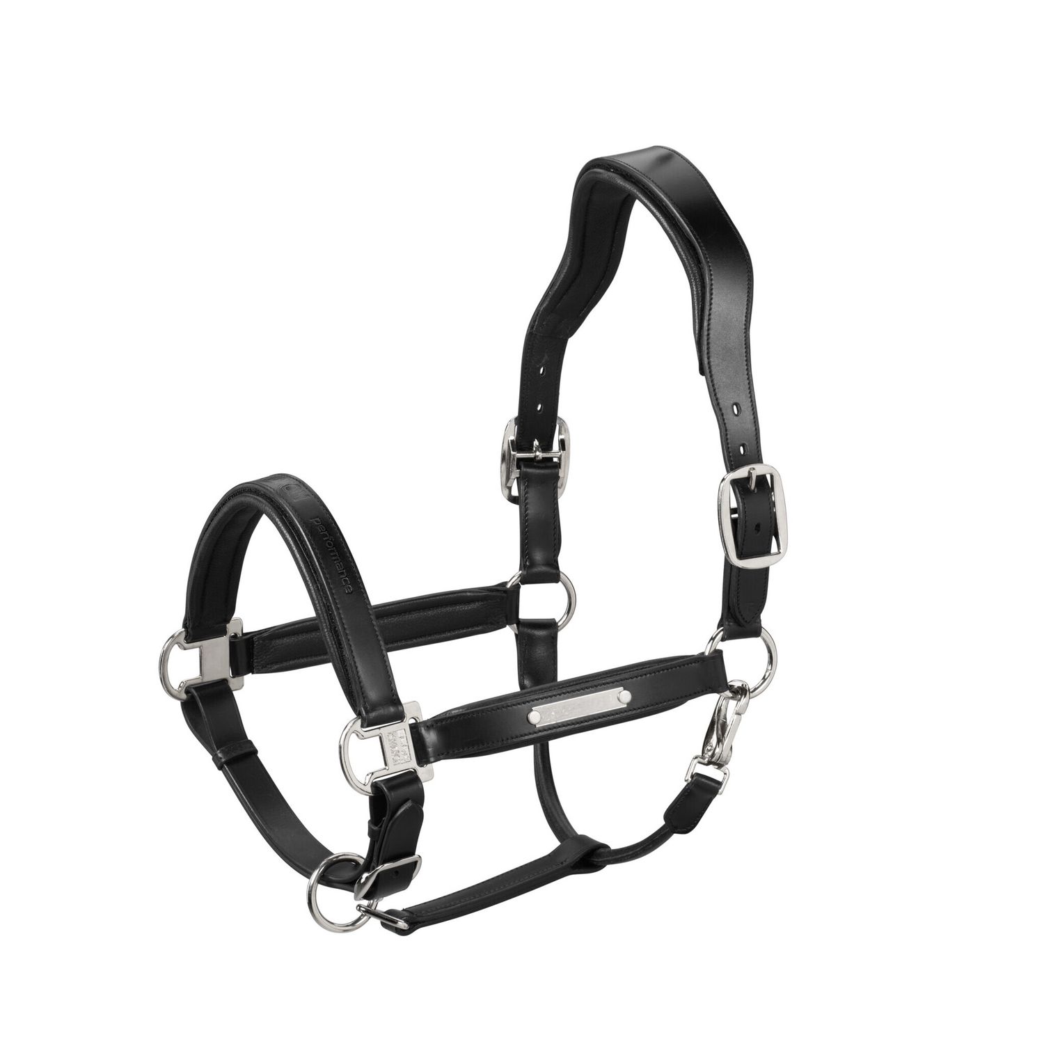 Squadron Headcollar Leather Stallion, Color: Black, Size: Cob