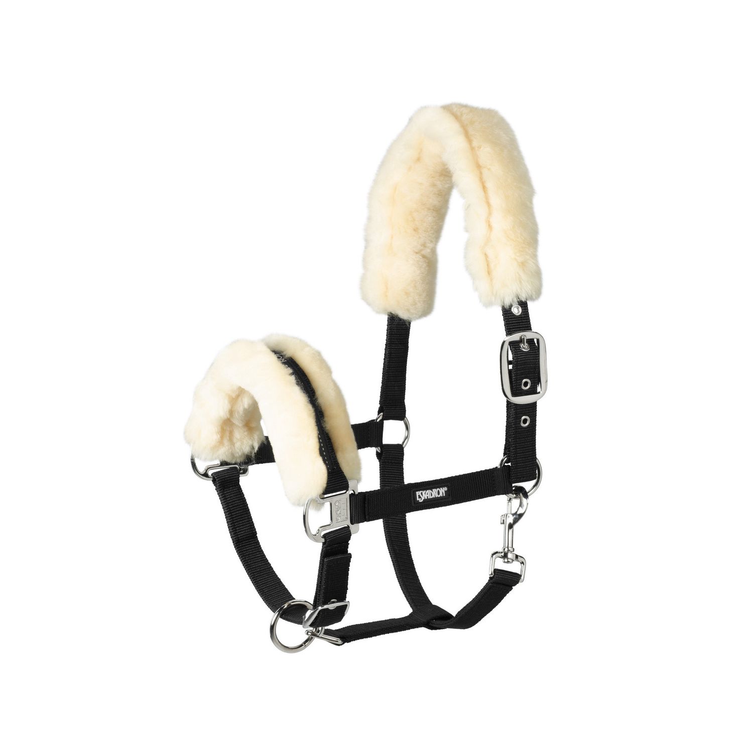 Eskadron Headcollar Pin Buckle Lambskin, Color: Black, Size: Pony