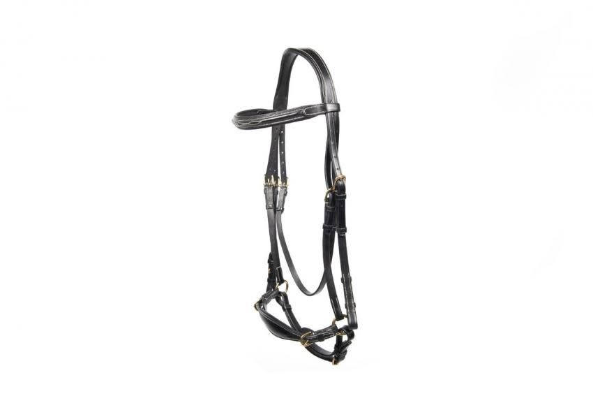 LJ Leathers Bridle Fancy Low Noseband, Color: Zwart, Size: Full