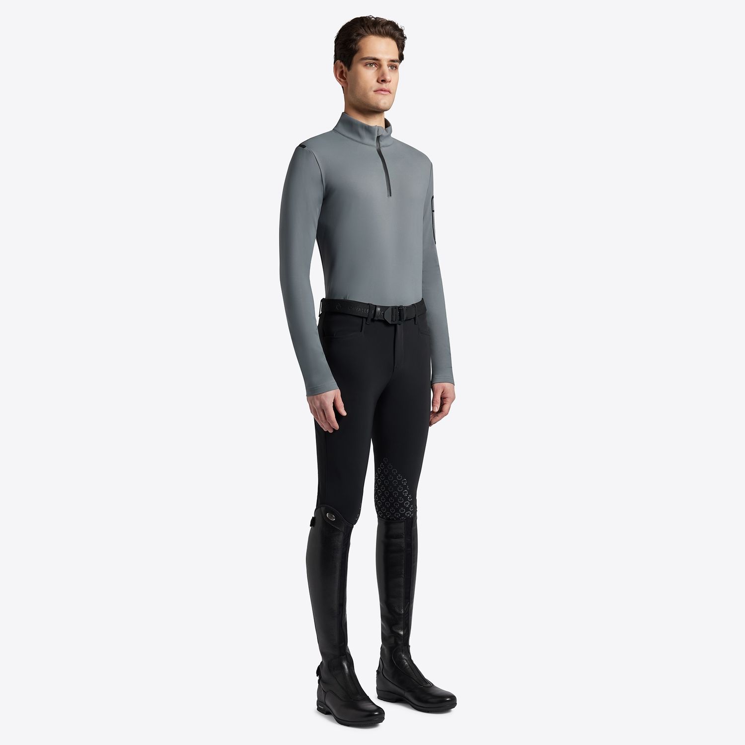 Cavalleria Toscana Fleece Shirt with Zipper Men, Color: Dark Grey, Size: XS