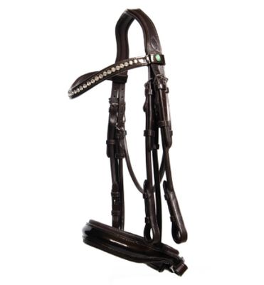 LJ Leathers Trense &#39;New Pro Dressage&#39; Stange und Trense Metallic