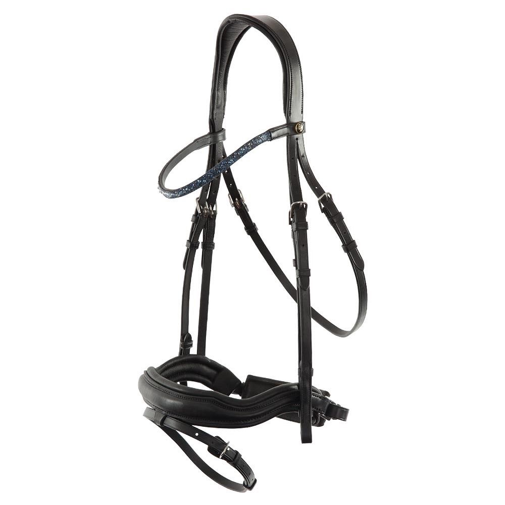BR Bridle Newcastle, Color: Zwart/Zilver, Size: Cob