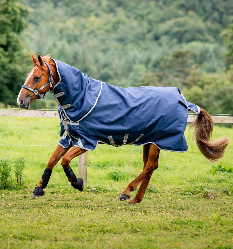 Horseware Amigo Bravo 12 Plus Weiche, Color: Navy/Titanium Grey &amp; Silver, Size: 145/195/6.6, Dikte: 400gr