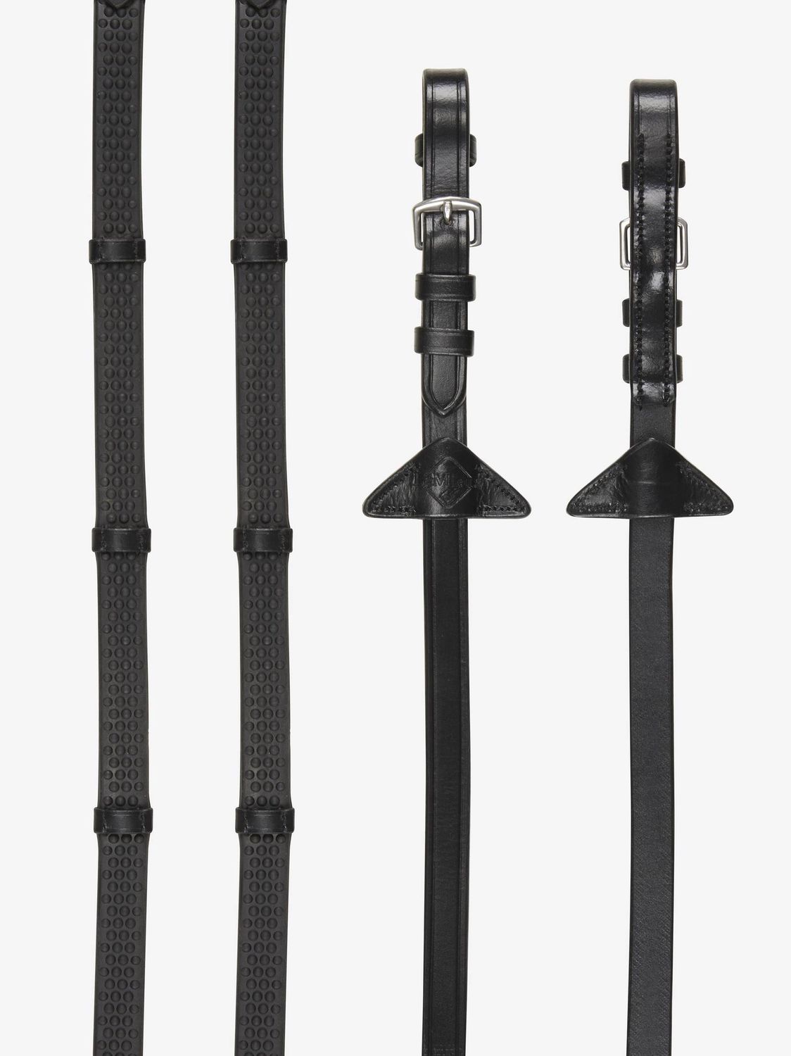 LeMieux Soft Rubber Reins with Stops, Color: Black/Silver, Size: Full