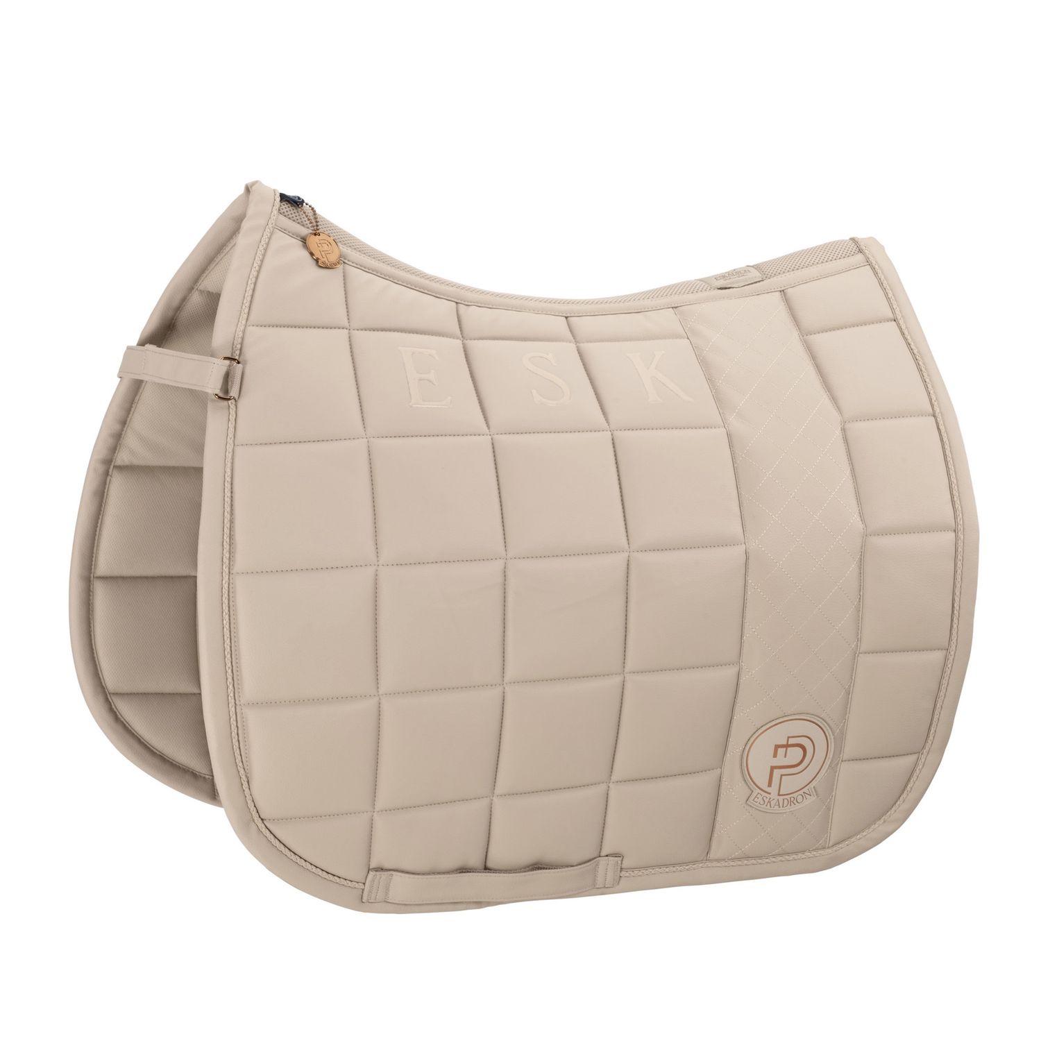 Eskadron Saddle Pad Big Square Faux Leather Platinum 23 Tan Taupe, Size: Dressage - Pony