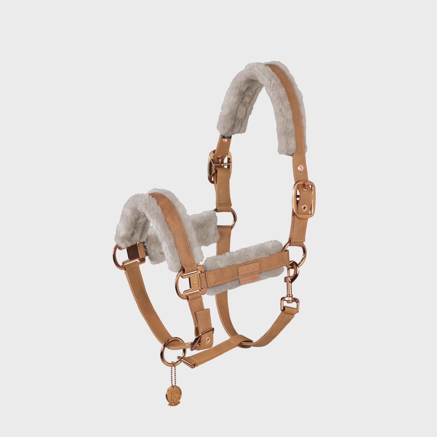 Eskadron Headcollar Double Pin Metallic Faux Platinum 23 Cognac, Size: Pony
