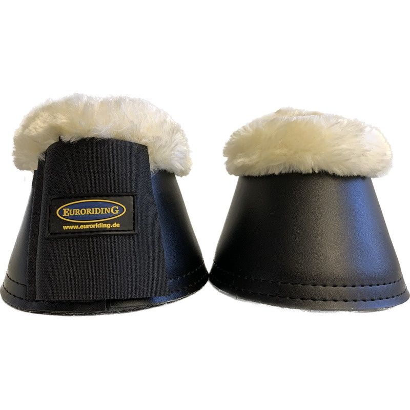 Euroriding Bell Boots Neoprene Synthetic Covered Fur, Color: Black, Size: M