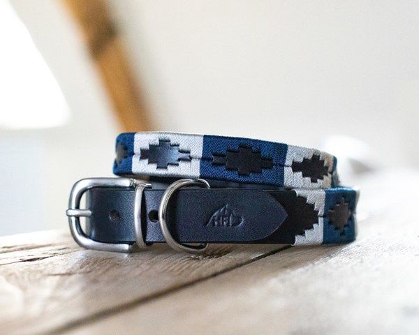 HFI Поло Ошейник для собак, Color: Black Navy&amp;Silver, Size: XS