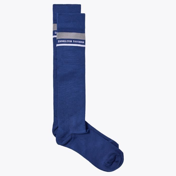 Cavalleria Toscana Embroidered CT Stripe Socks, Size: M (40-42)