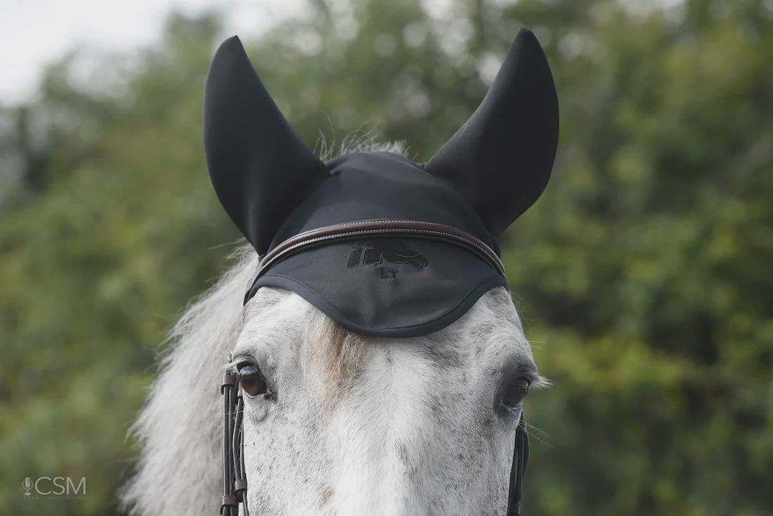 Fenwick Liquid Titanium Ear Bonnet With Sound Reducing Ears, Color: Black, Size: Pony