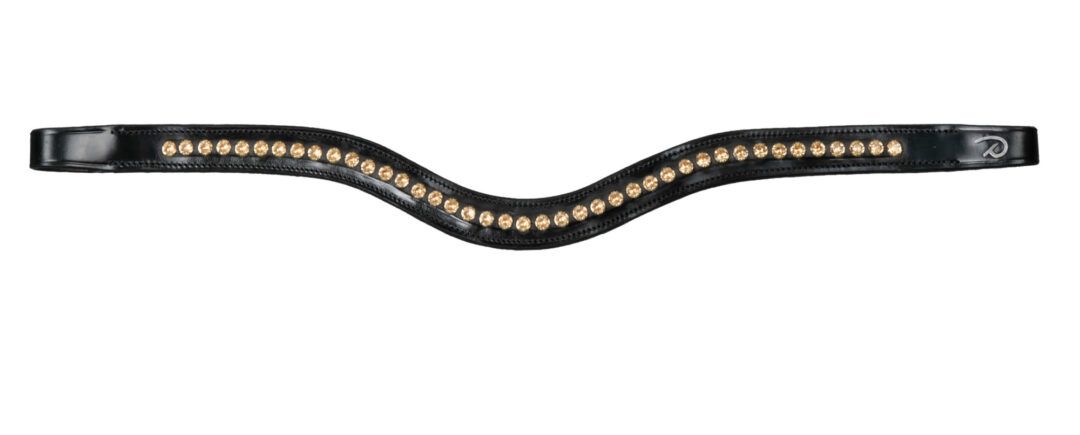Dy&#39;on Gold Swarovski V-Shaped Browband - New English, Color: Black, Size: Full