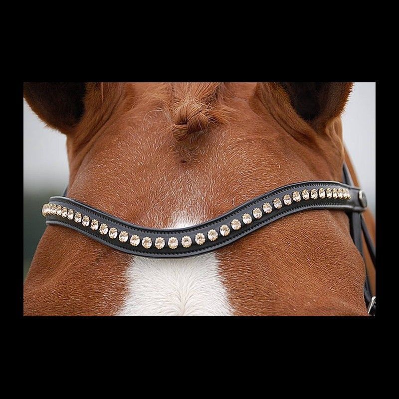 Dy&#39;on Swarovski V-Shaped Browband - New English, Color: Black - Pink, Size: Full