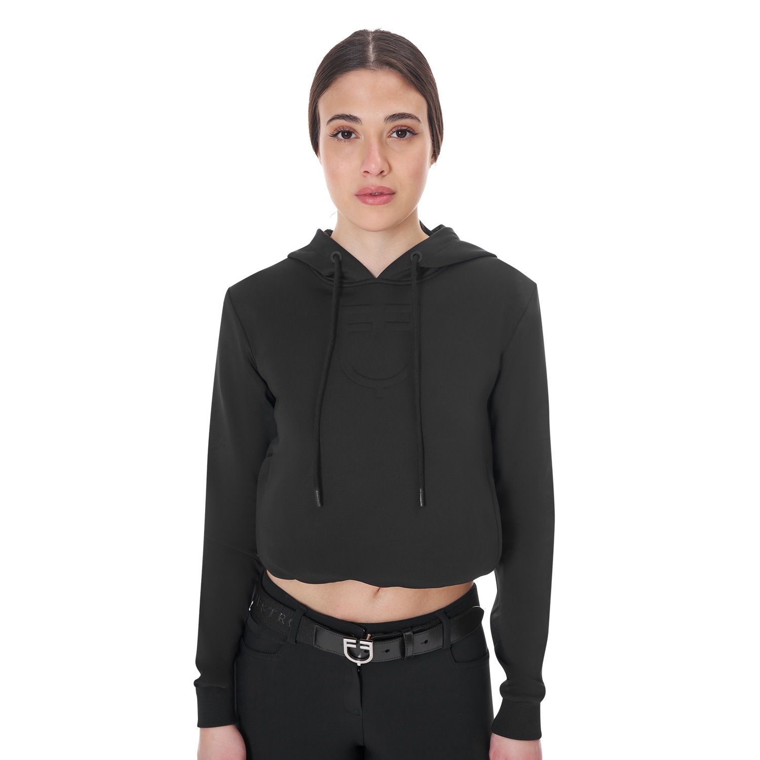 Equestro Cut-Out Hoodie Women, Color: Black, Size: M