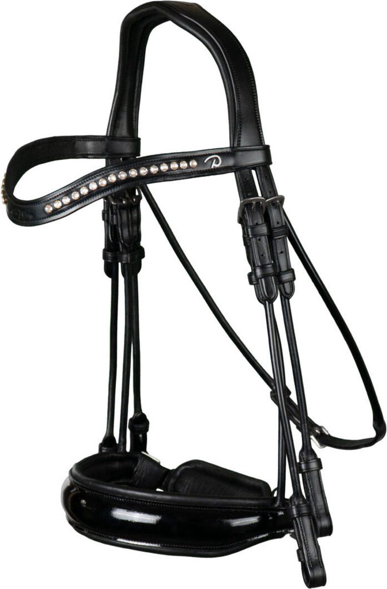 Dy&#39;on Stang and Bridle Wide Patent Noseband, Color: Black, Size: Cob