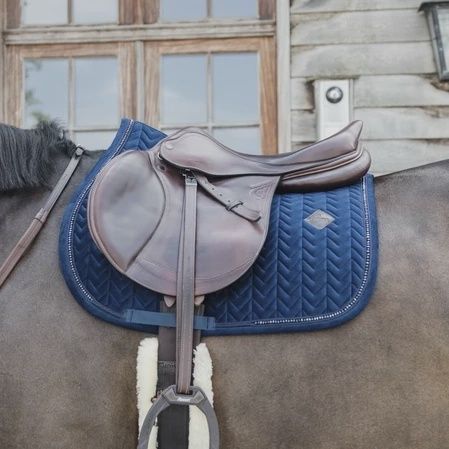 Kentucky Saddle Pad Velvet Pearls, Color: Navy, Detail: Jump, Size: Full
