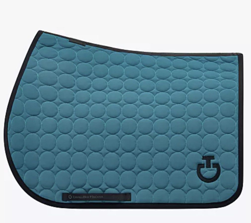 Cavalleria Toscana Circle Stitched Saddle Pad, Color: Sea Blue, Size: Dressage - Full