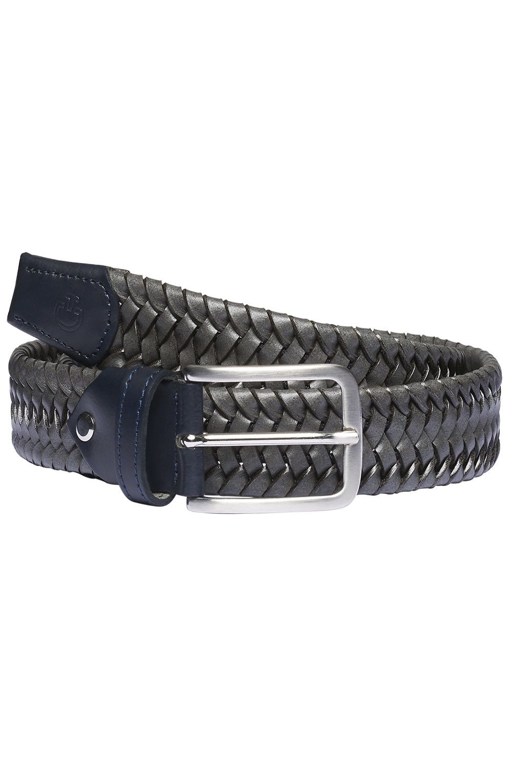 Cavalleria Toscana Elastic Woven contrast Rayon Leather Belt, Color: Blue/Grey, Size: M