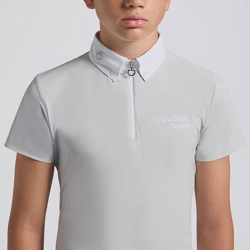 Cavalleria ToscanaTeam Boys Competition Polo Short Sleeves, Color: White, Size: 12