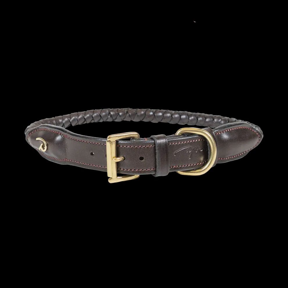 Dy&#39;on Braided Dog Collar, Color: Brown, Size: XS