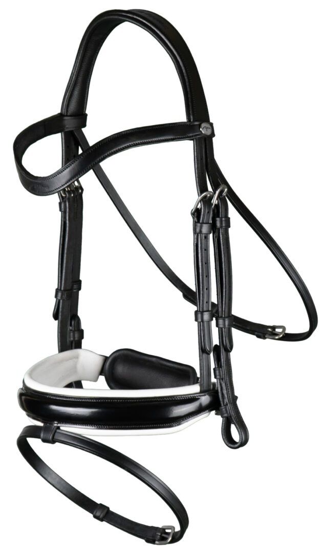 Dy&#39;on Large Crank Noseband Bridle With Flash - Working, Color: Black/White, Size: Cob