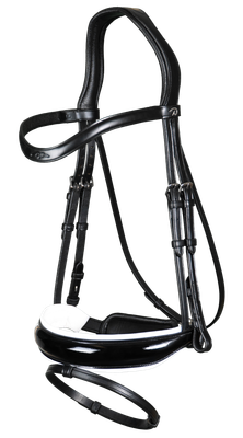 Dy&#39;on Patent Large Crank Noseband White pad. &amp; Flash - New English