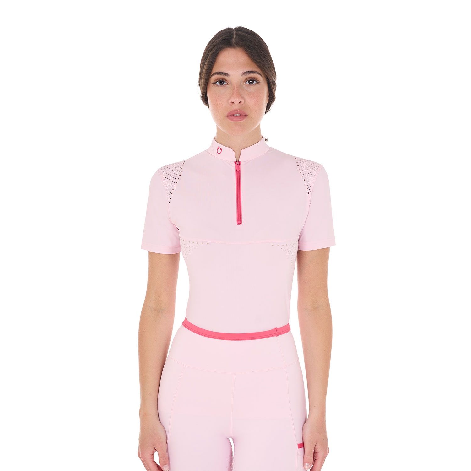 Equestro Ladies Training Polo Contrast, Color: Pink, Size: S