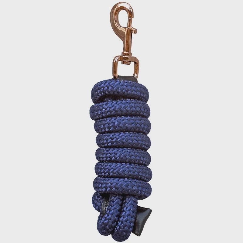 Euroriding Lead Rope Premium Bigeye Hook, Color: Navy/Rosegold, Size: 2m