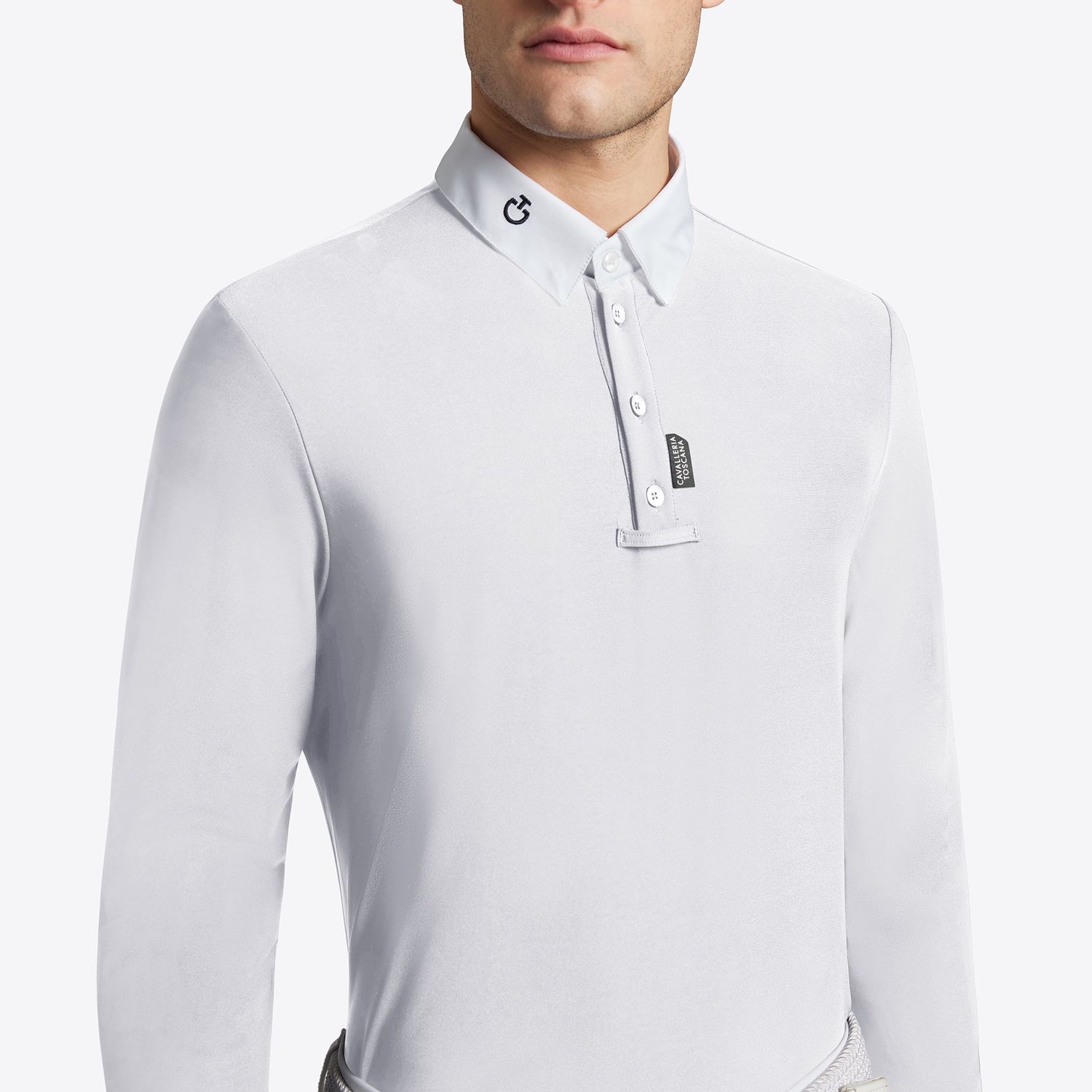 Cavalleria Toscana Men&#39;s Jersey Button L/S Competition Shirt, Color: Wit, Size: S