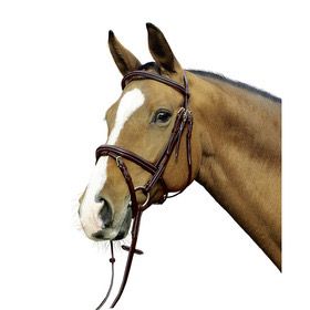 Euroriding Snaffle Bridle Milwaukee White Stitching, Color: Bruin, Size: Cob