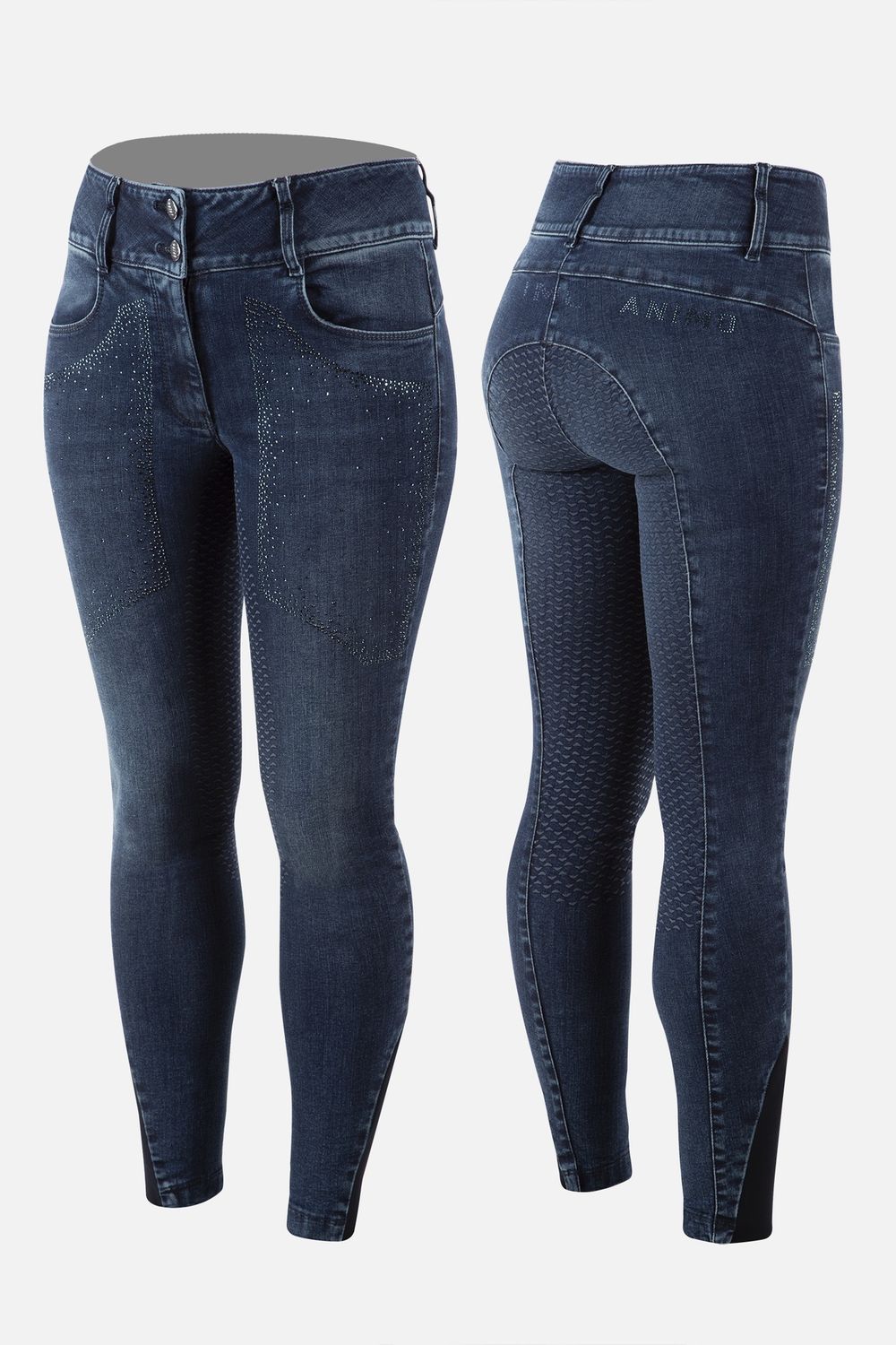 Animo Norway Full Grip Breeches Jeans Women, Size: XS, Color: Blauw