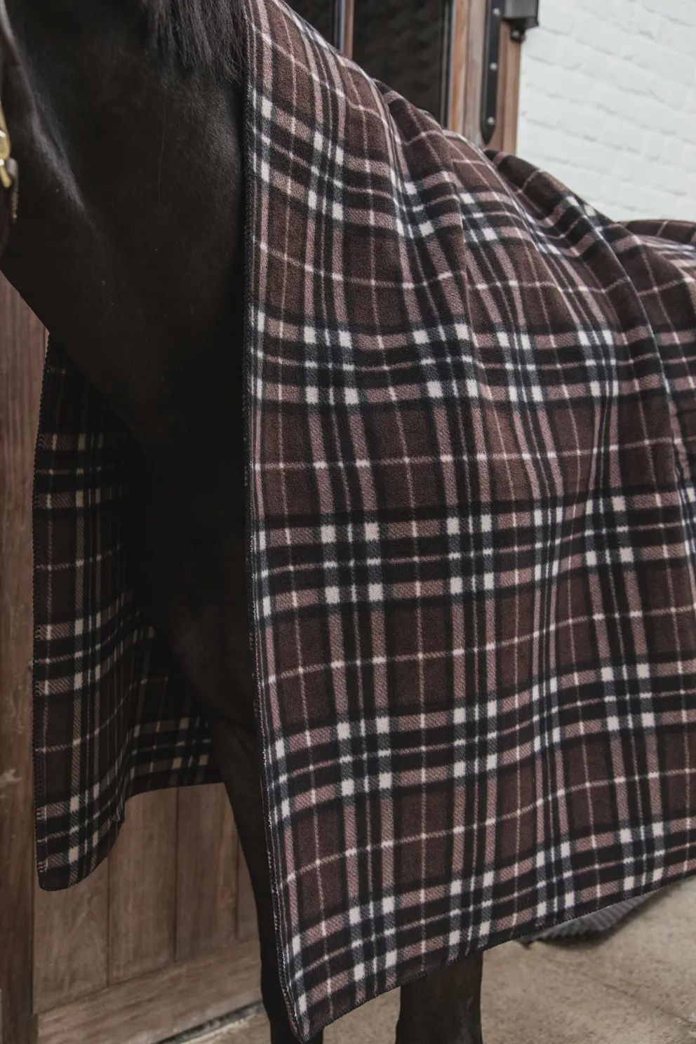 Kentucky Heavy Fleece Horse Blanket Square Check Printing Brown, Size: 210x200